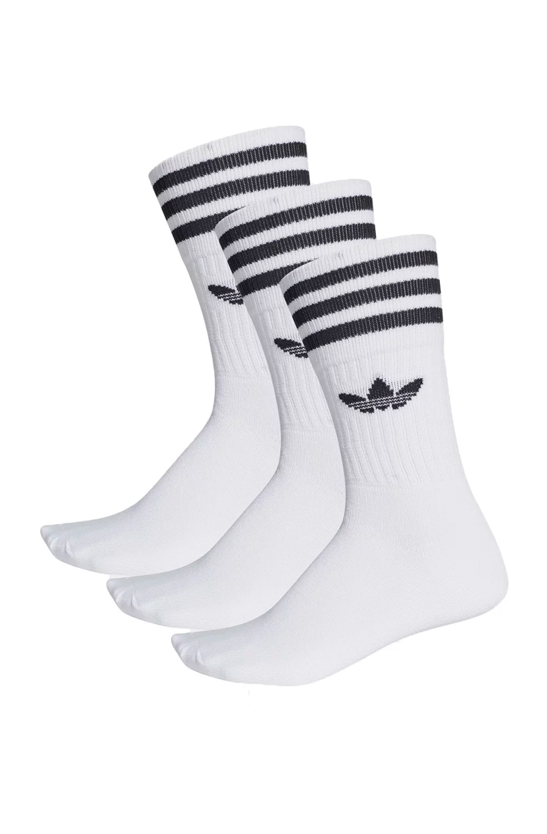 Meias Adidas Solid Crew Unissex 3 Pares Branca/Preta
