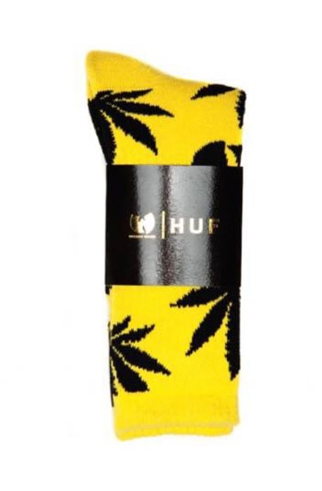 Meia HUF x Wu-Tang Brand Plantlife Amarela com Preto