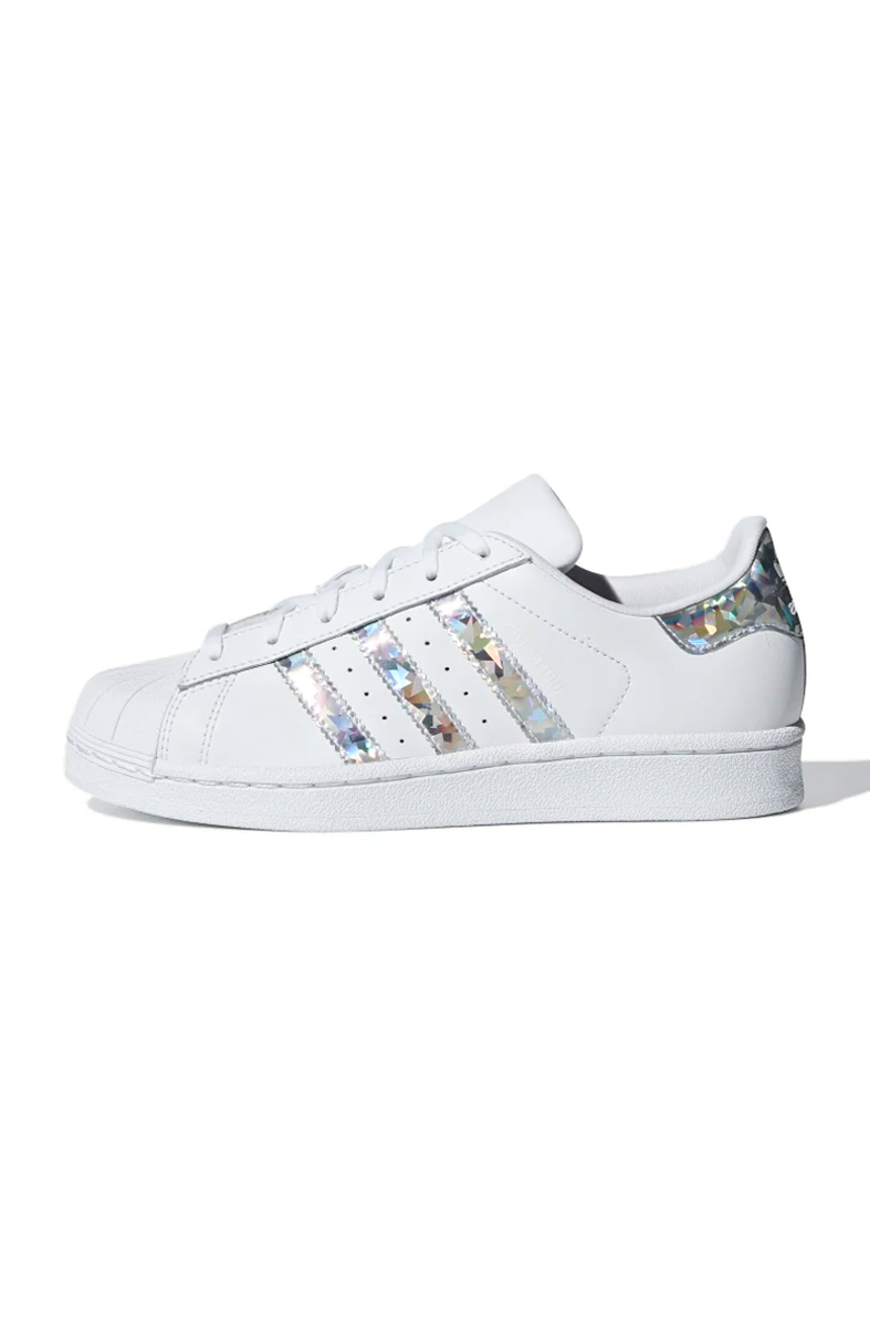 TÊNIS ADIDAS SUPERSTAR J FEMININO HOLOGRAFICO BRANCO