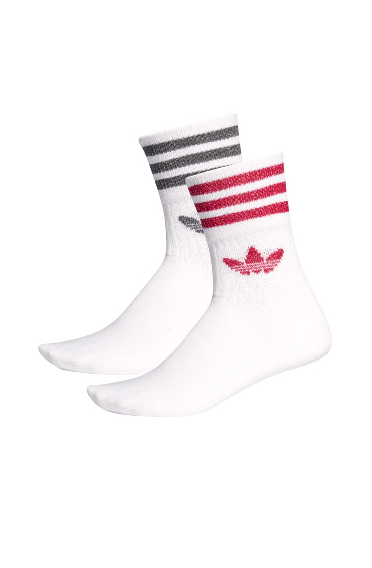 Meia Adidas Mid Cut Gliter 2 Pares Branca