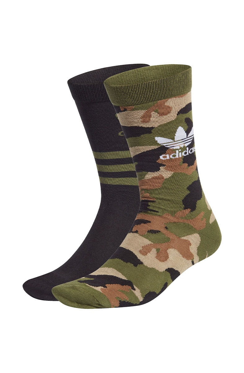 Meia Adidas Camo Crew Sock 2 Pares Preta/Camuflada