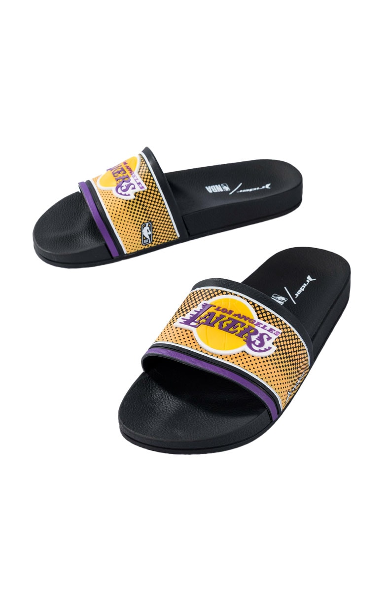 Chinelo Slide Rider Full 86 NBA Los Angeles Lakers Preto/Amarelo