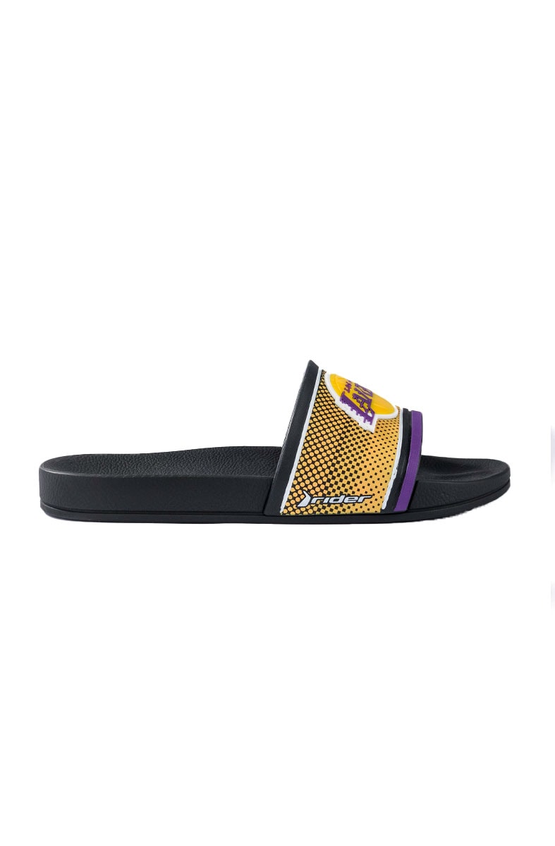 Chinelo Slide Rider Full 86 NBA Los Angeles Lakers Preto/Amarelo
