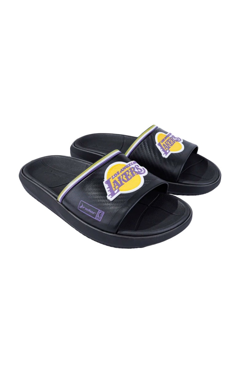 Chinelo Slide Rider Block NBA Los Angeles Lakers Preto/Amarelo