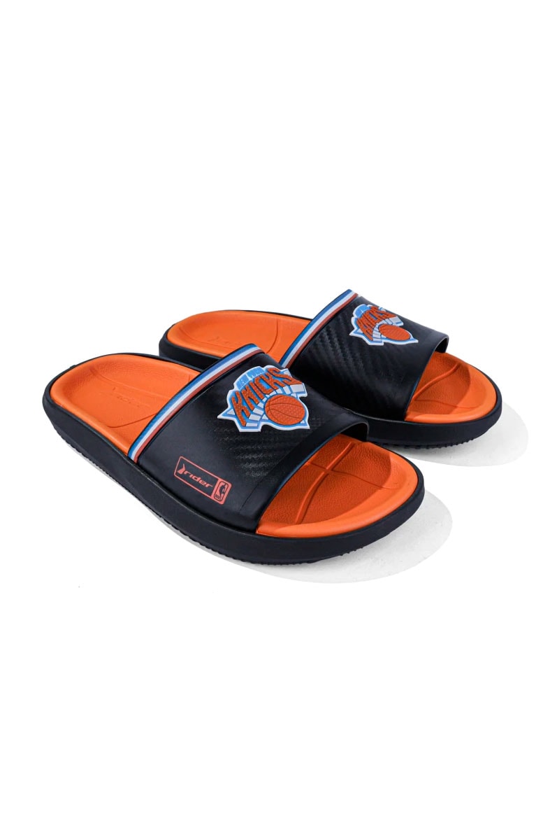 Chinelo Slide Rider Block NBA New York Knicks Preto/Laranja