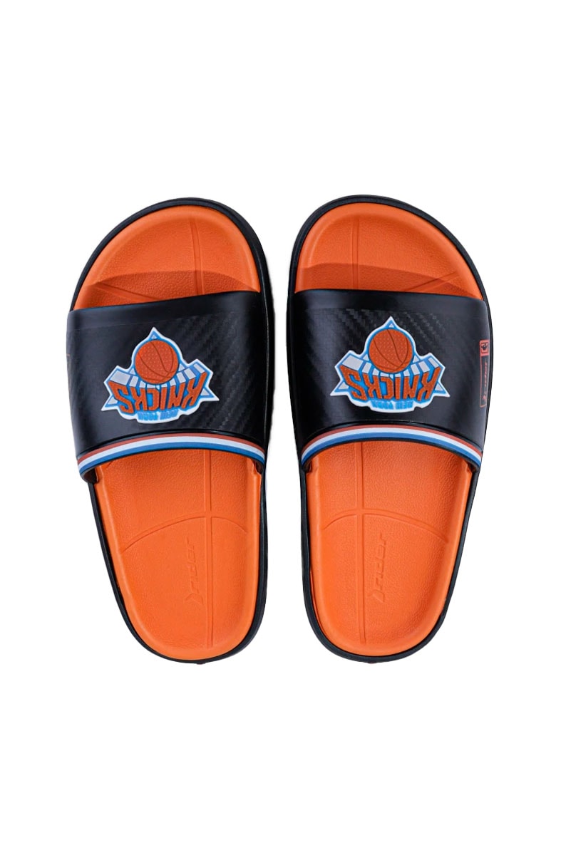 Chinelo Slide Rider Block NBA New York Knicks Preto/Laranja