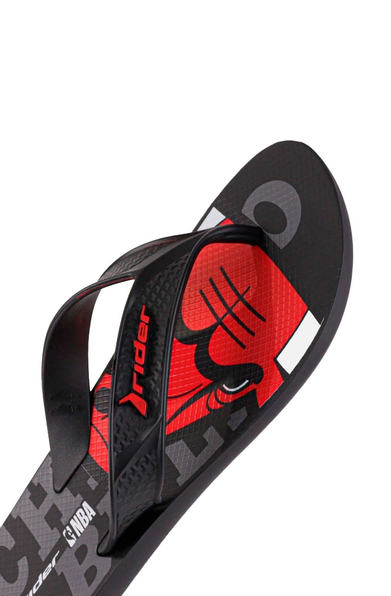 Chinelo Rider Street Bold NBA Chicago Bulls Preto/Vermelho