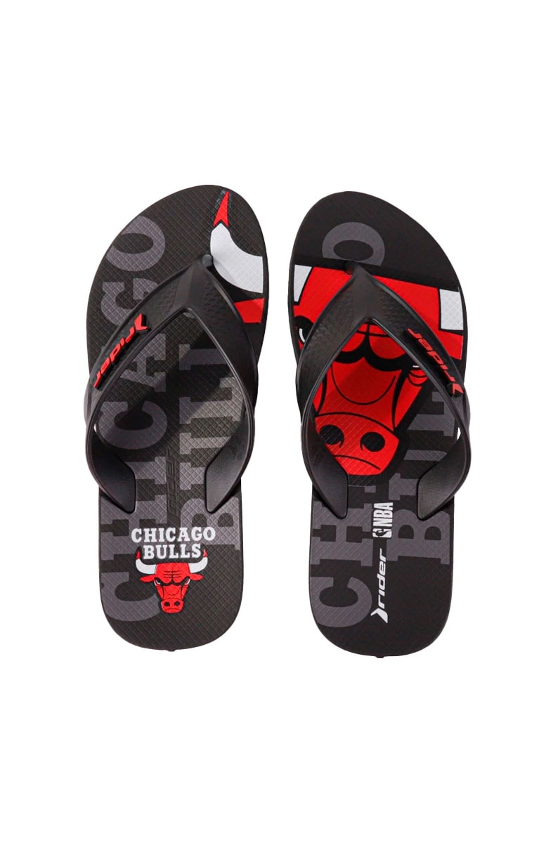 Chinelo Rider Street Bold NBA Chicago Bulls Preto/Vermelho