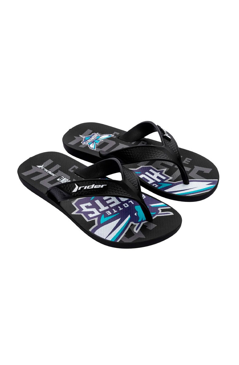Chinelo Rider Street Bold NBA Charlotte Hornets Preto/Roxo