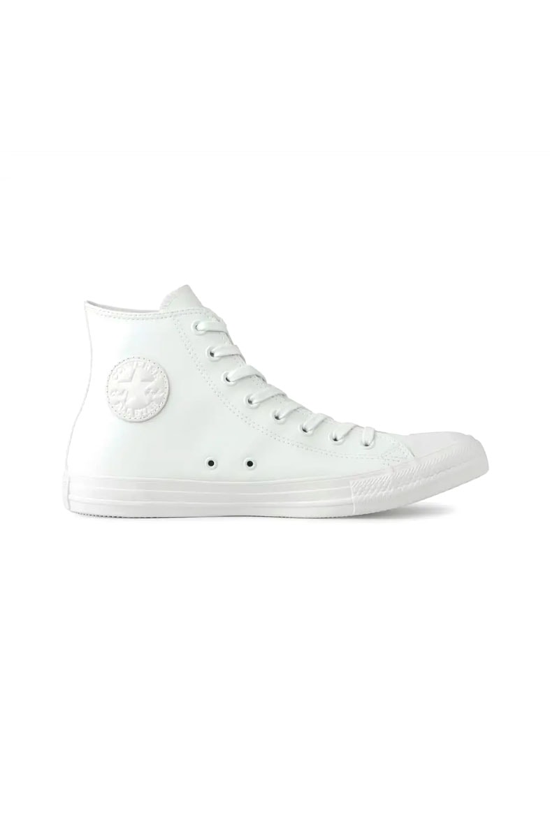 Tênis Converse Chuck Taylor All Star Monochrome Leather Hi Branco/Branco