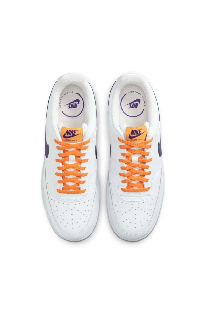Tênis Nike Court Vision Low NBA Masculino Branco/Laranja