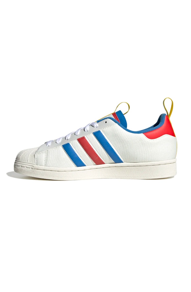Tênis Adidas Superstar x Tony's Chocolonely Branco/Azul/Vermelho