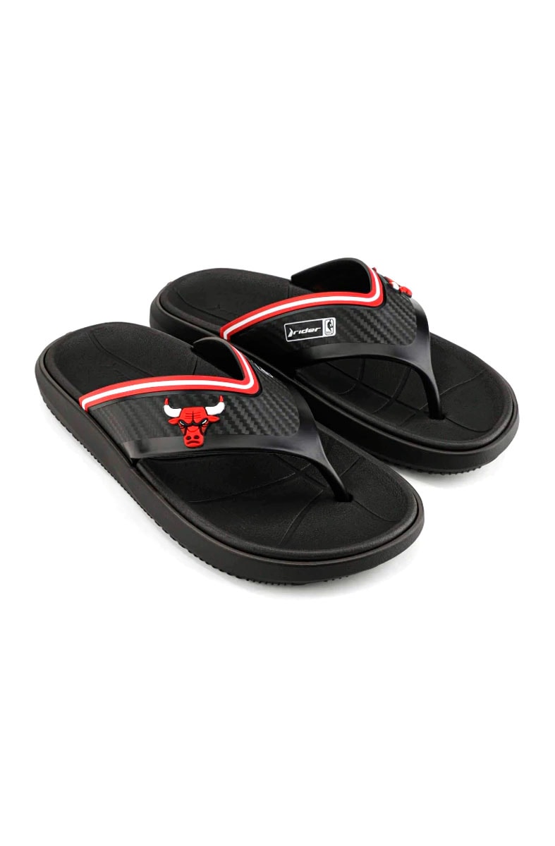 Chinelo Rider Dedo Block Chicago Bulls Preto/Branco/Vermelho