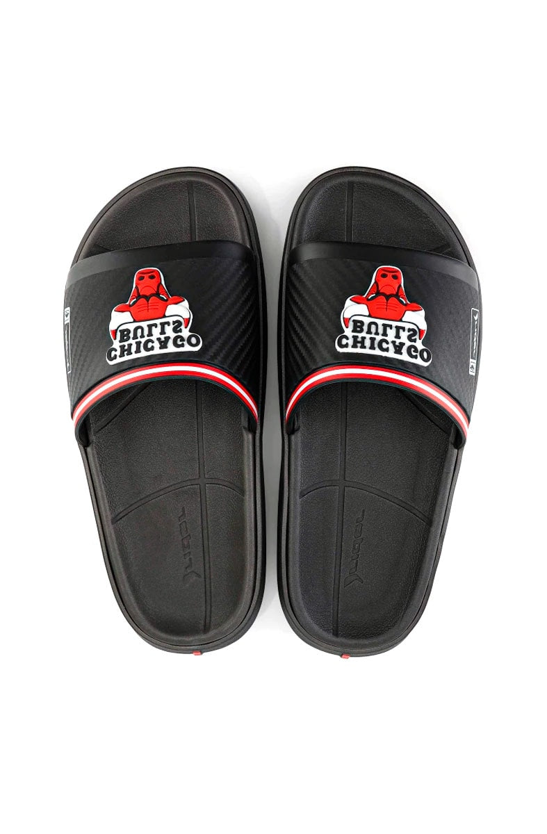 Chinelo Rider Slide Block Chicago Bulls Preto/Branco/Vermelho