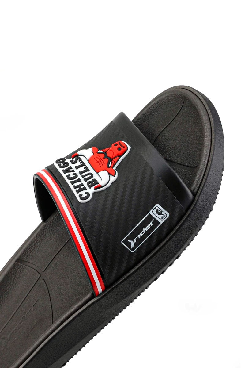 Chinelo Rider Slide Block Chicago Bulls Preto/Branco/Vermelho