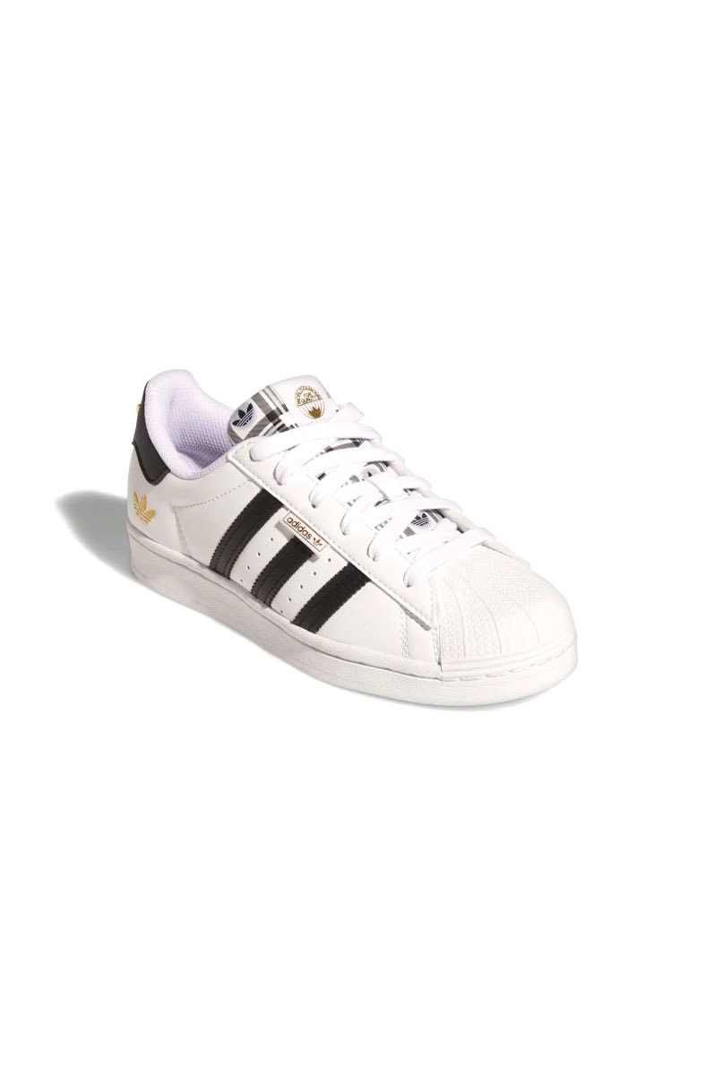Tênis Adidas Superstar J Branco/Preto/Dourado