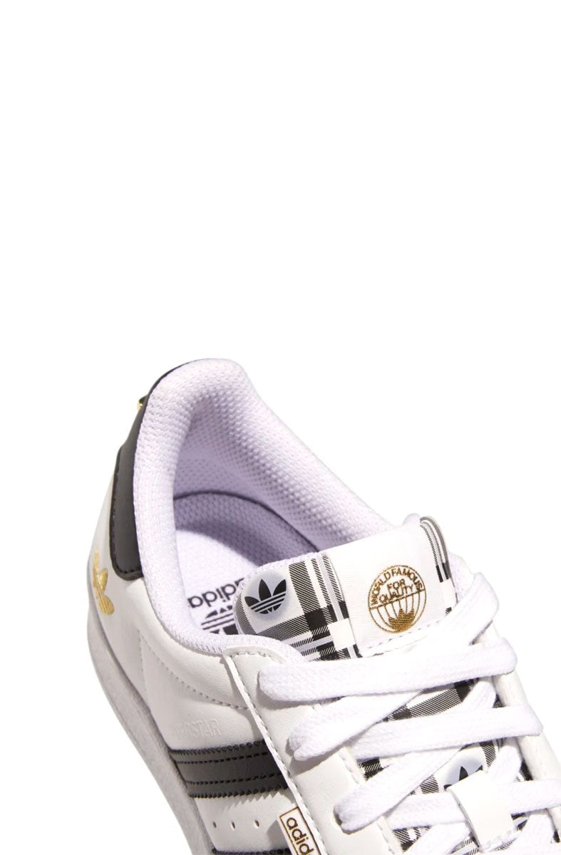 Tênis Adidas Superstar J Branco/Preto/Dourado