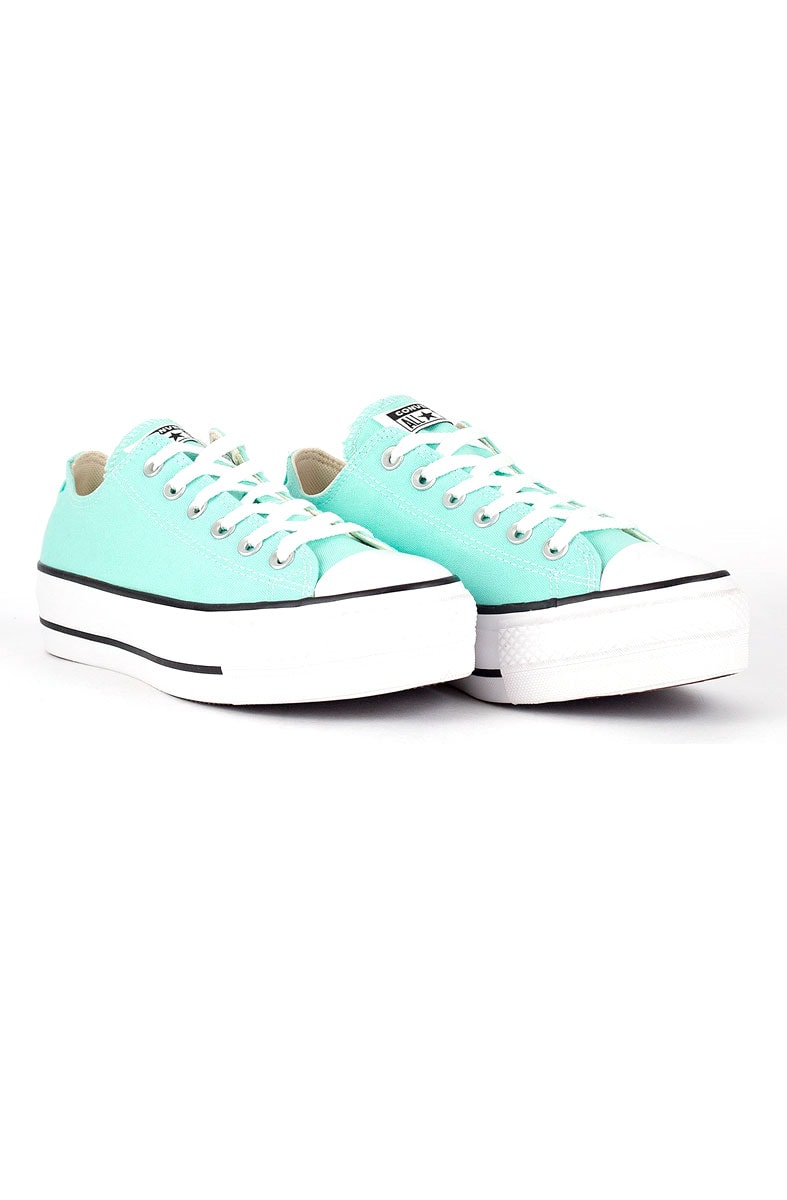 Tênis Converse Chuck Taylor All Star Lift Plataforma Low Seasonal Verde Água/Branco