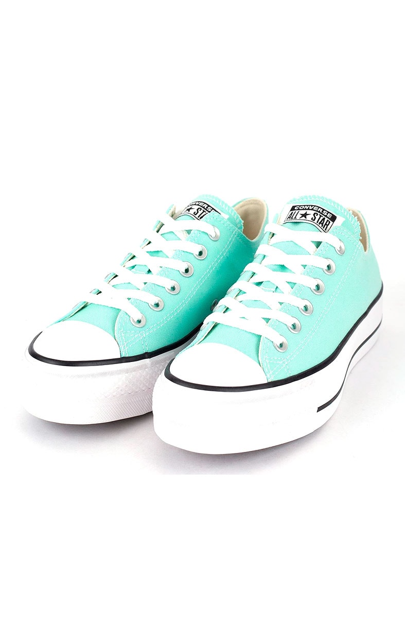 Tênis Converse Chuck Taylor All Star Lift Plataforma Low Seasonal Verde Água/Branco