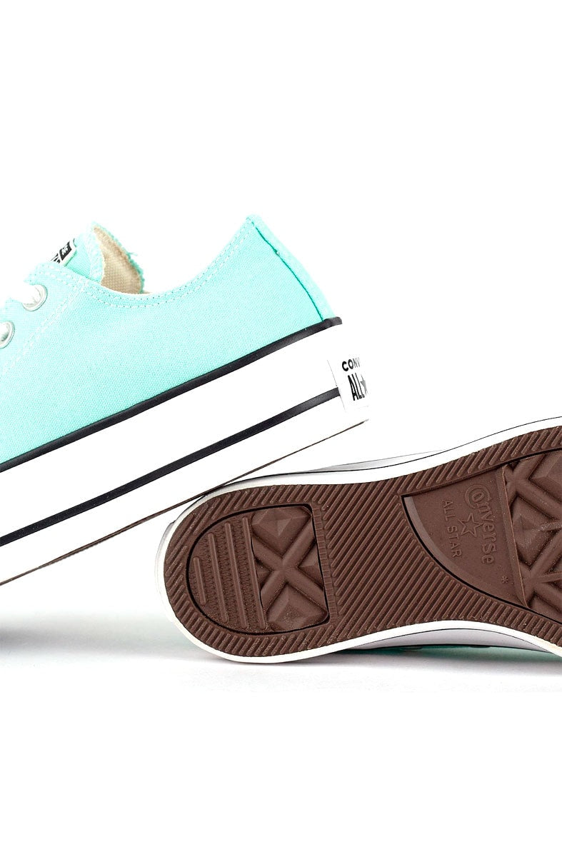 Tênis Converse Chuck Taylor All Star Lift Plataforma Low Seasonal Verde Água/Branco