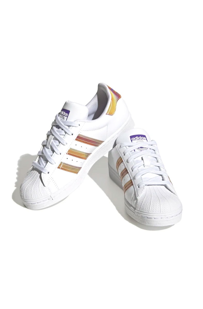 Tênis Adidas Superstar J Branco/Roxo