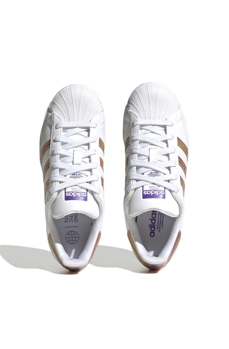 Tênis Adidas Superstar J Branco/Roxo