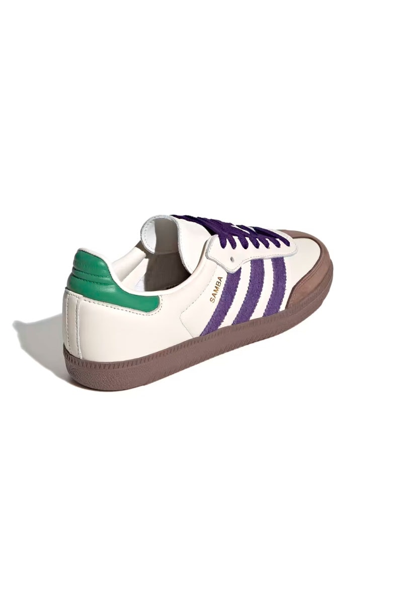 Tênis Adidas Samba OG Off-White/Roxo/Verde ID8349