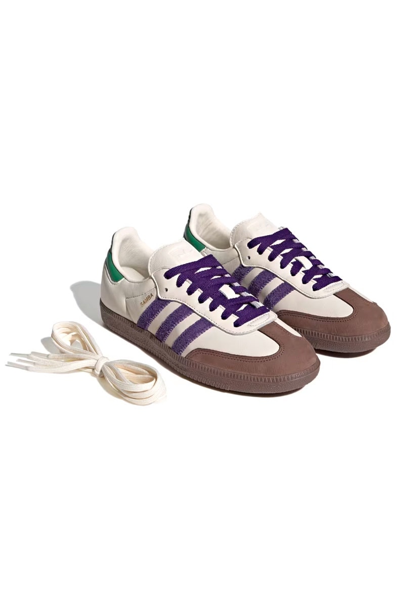 Tênis Adidas Samba OG Off-White/Roxo/Verde ID8349