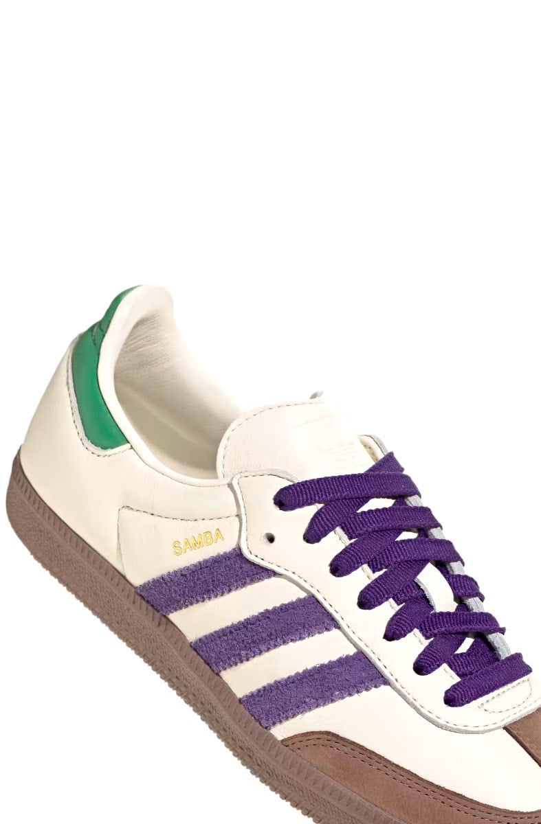 Tênis Adidas Samba OG Off-White/Roxo/Verde ID8349