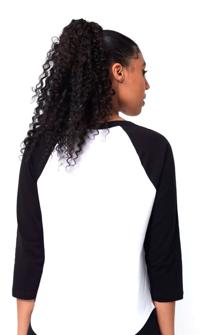 Camiseta Vans Feminina Flying v 3/4 Raglan Preto/Branco