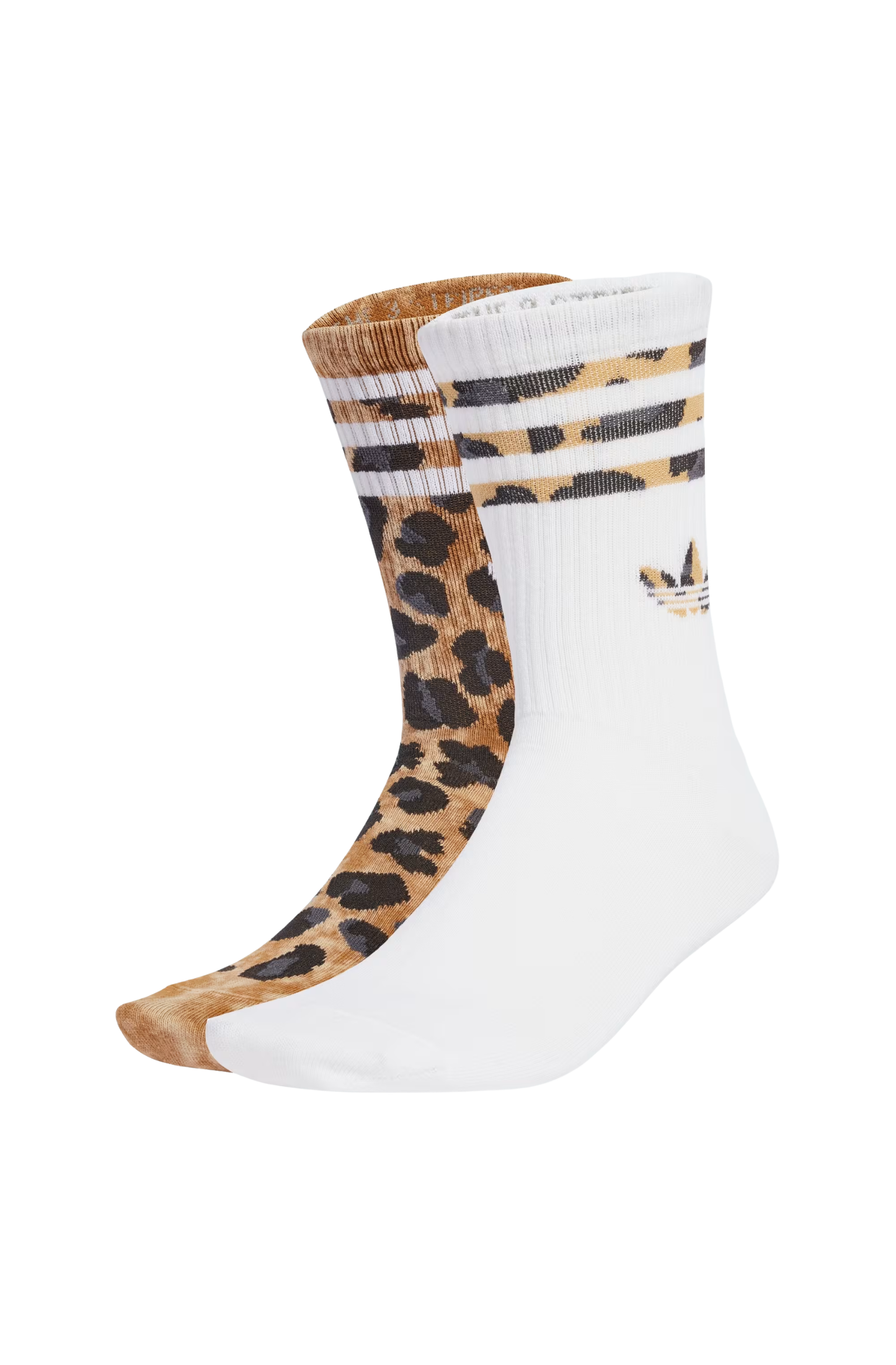Meia Adidas Leopard Crew 2 Pares Marrom/Branco