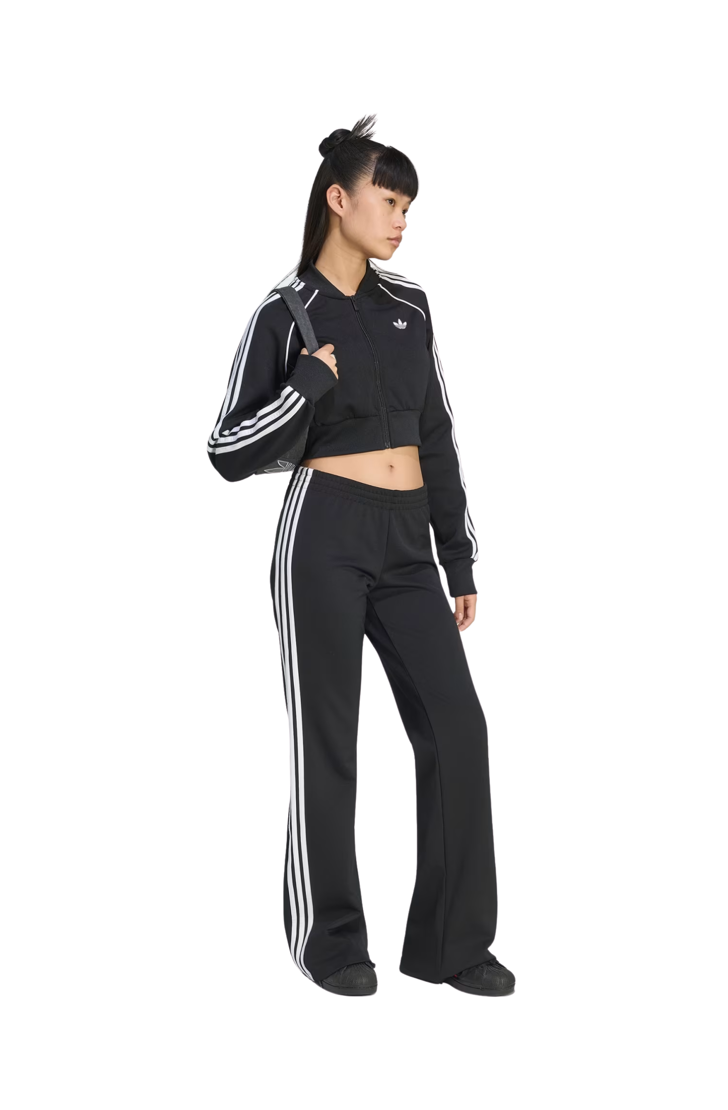 Calça Adidas Flared Adicolor 3-stripes Preto/Branco