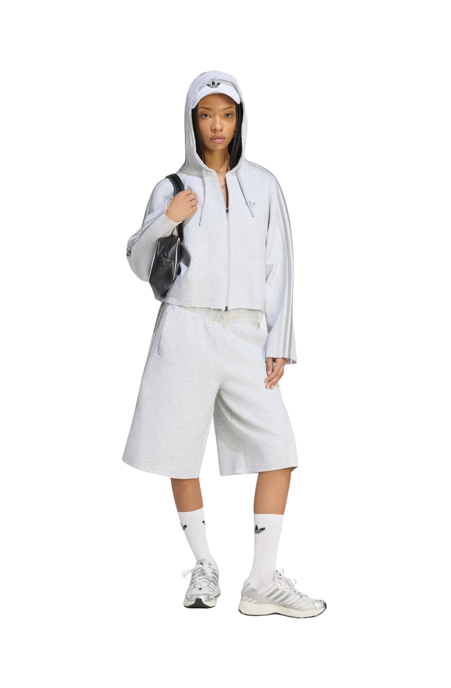 Moletom Adidas 2.0 SST Cropped Hoody Cinza Claro