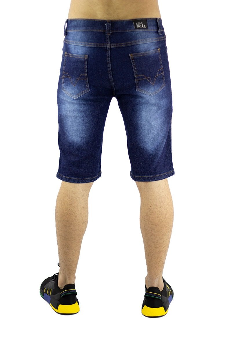 Bermuda NewSkull Jeans Escura Azul - NewSkull