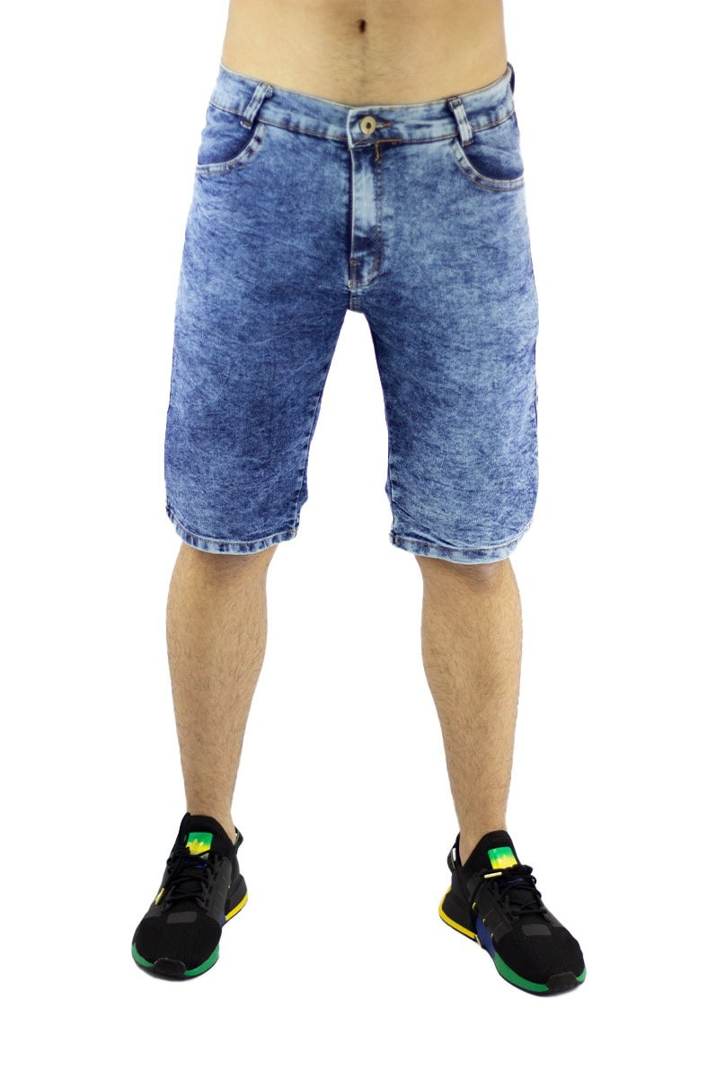 Bermuda NewSkull Jeans Marmorizada Azul - NewSkull