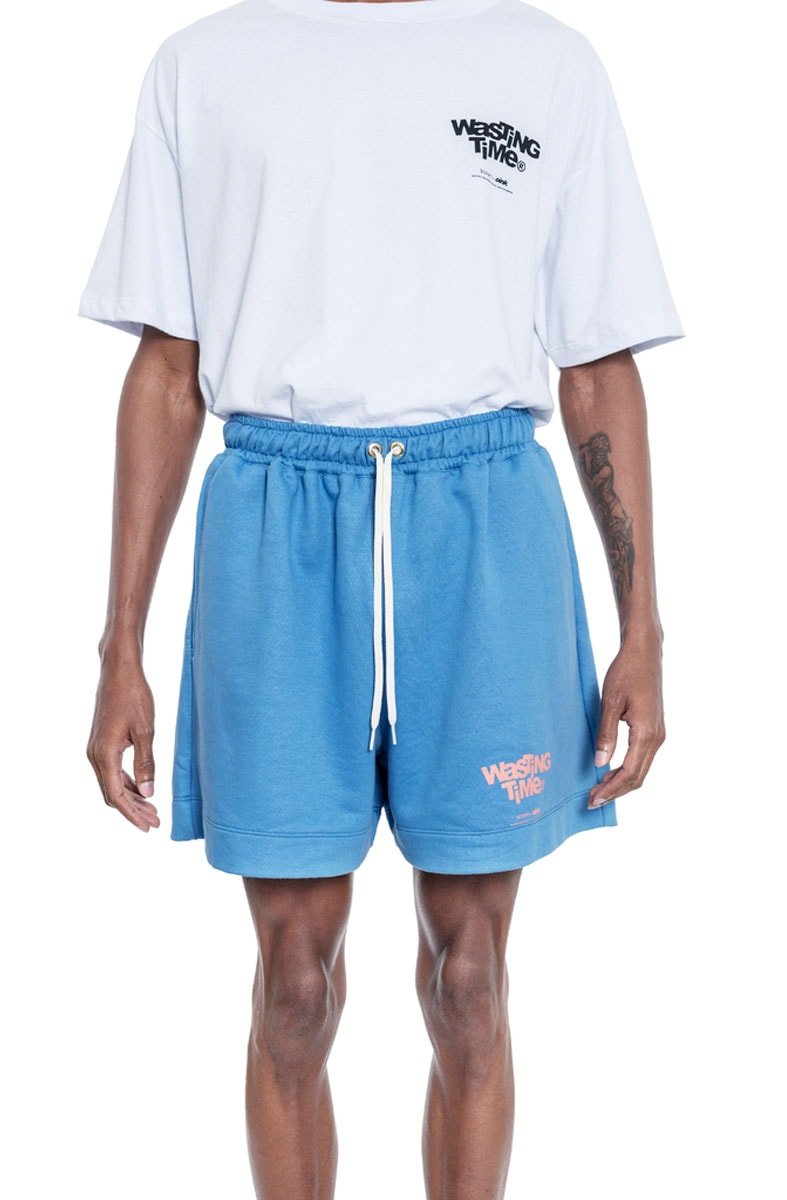Bermuda Sopro Wasting Time Logo Azul - NewSkull