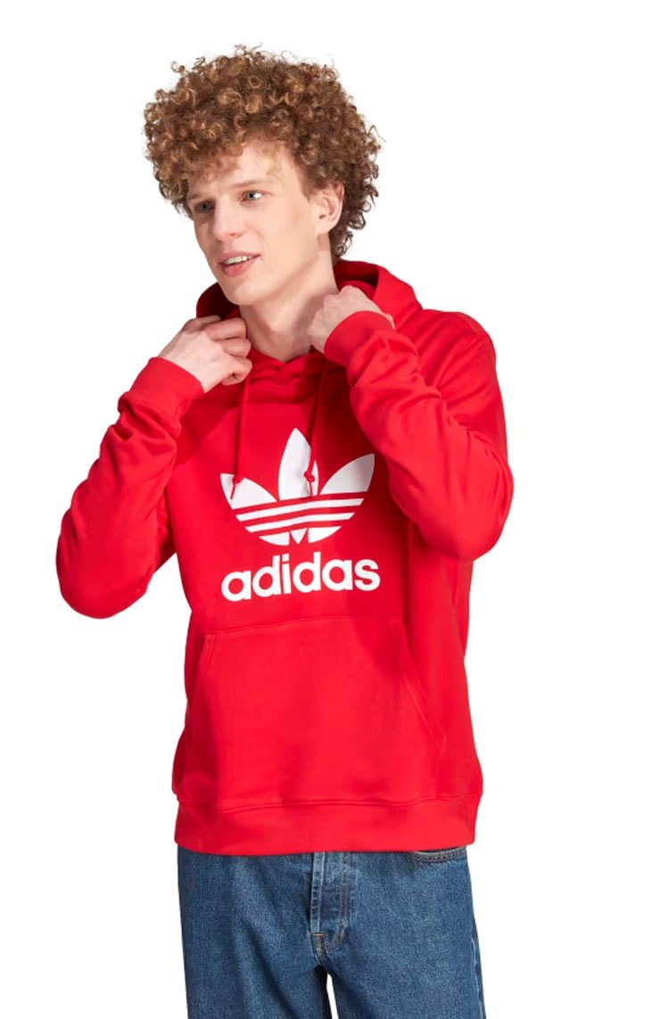 Blusa Adidas Moletinho Com Capuz Adicolor Classics Trefoil Vermelho - NewSkull