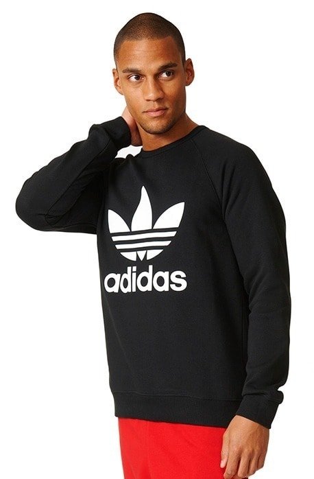 Blusa de Moletom Careca Adidas Crew Fleece Trefoil Preto - NewSkull