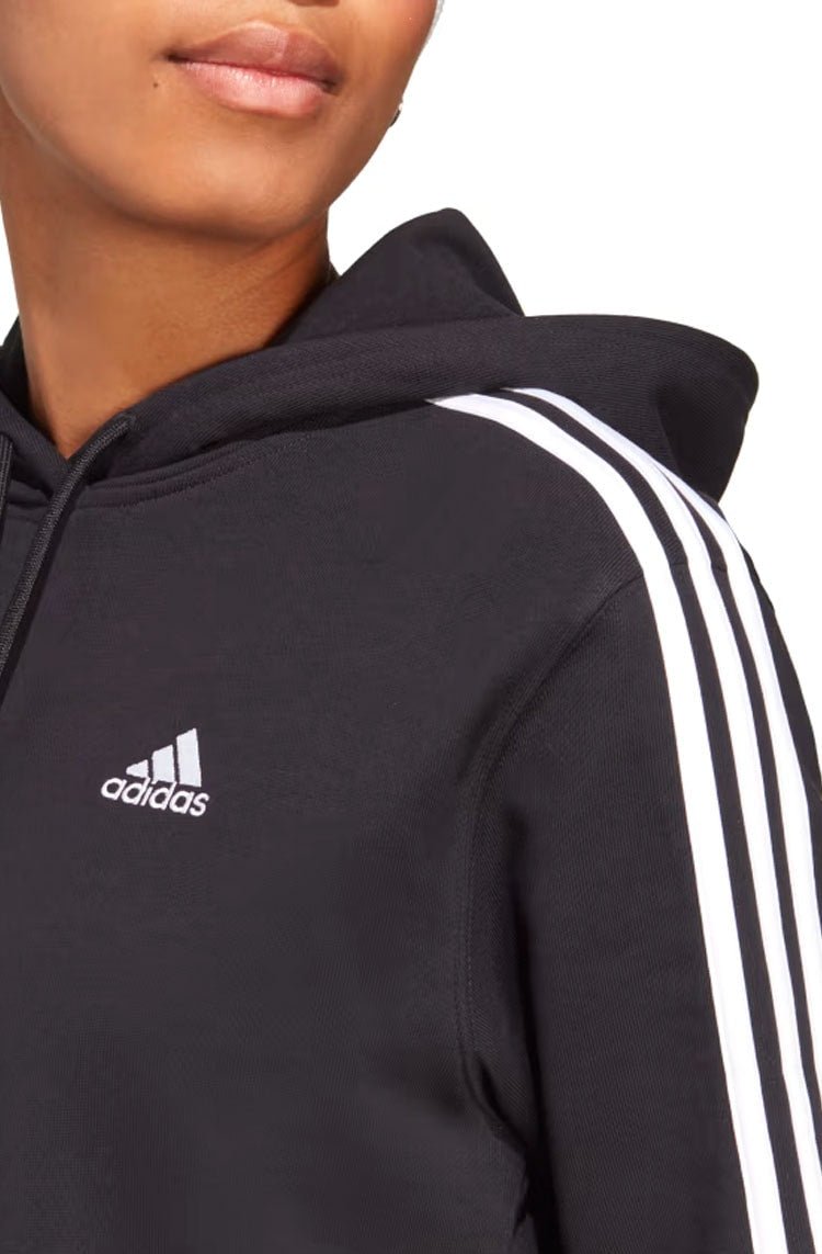 Blusa Moletinho Adidas Cropped Essentials 3 - stripes Preto - NewSkull