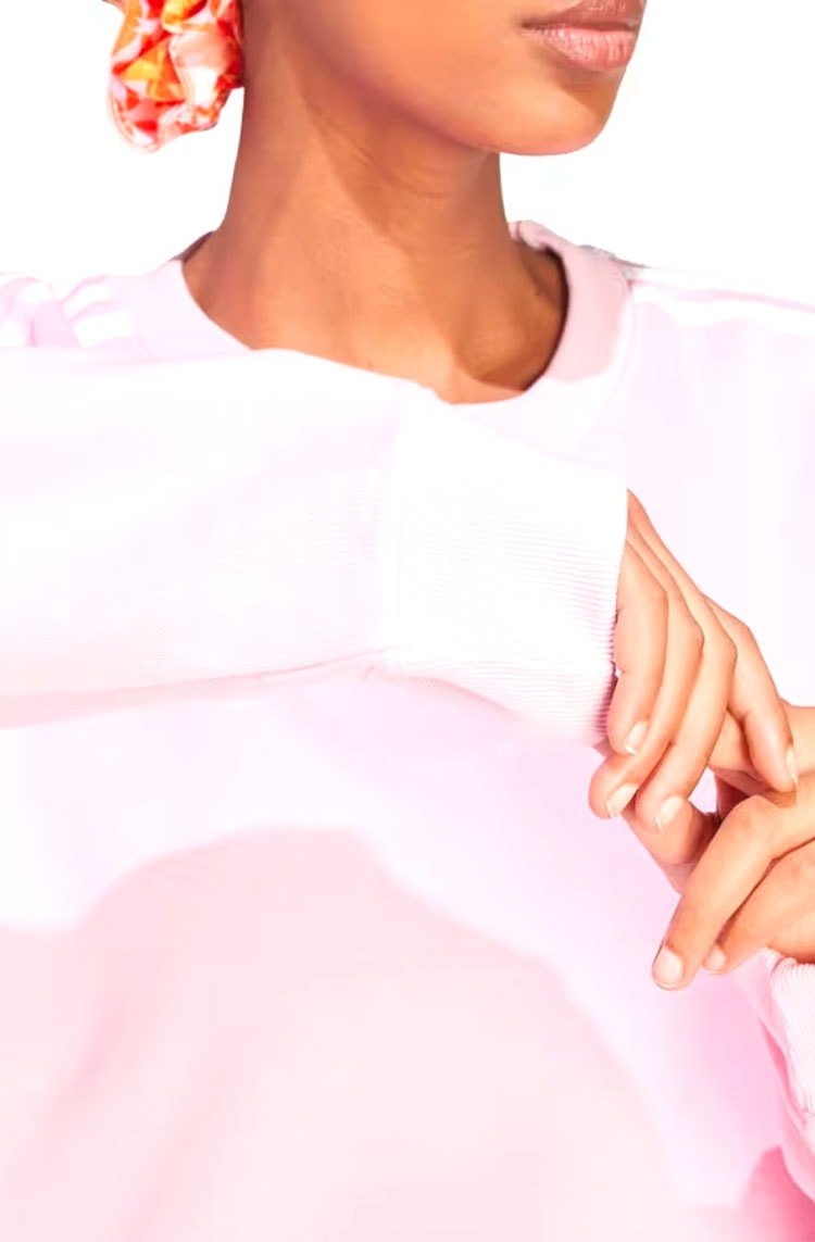 Blusa Moletom Adidas 3 - stripes Crew Rosa - NewSkull