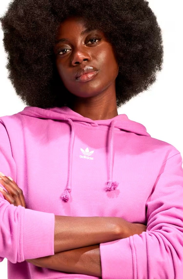 Blusa Moletom Adidas Capuz Regular Adicolor Essentials Rosa - NewSkull