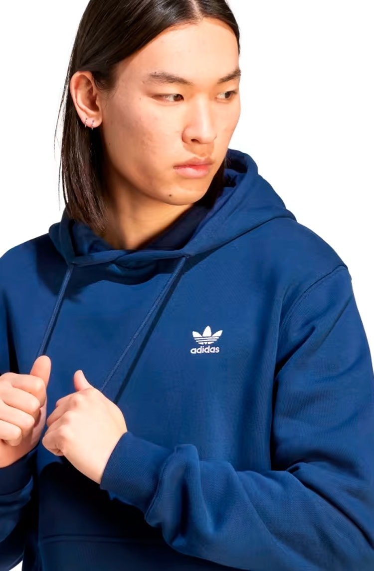 Blusa Moletom Adidas Capuz Trefoil Essentials Azul Marinho - NewSkull