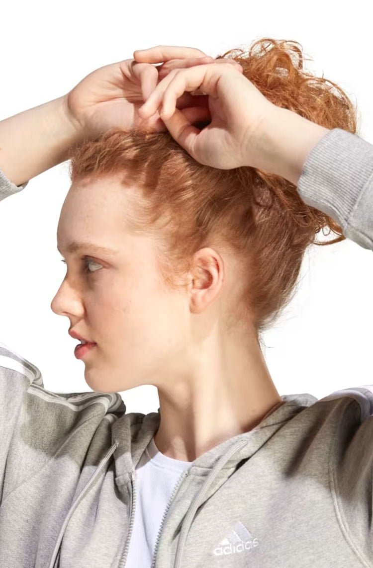 Blusa Moletom Adidas Capuz Zíper Regular Essentials 3 - stripes Cinza/Branco - NewSkull