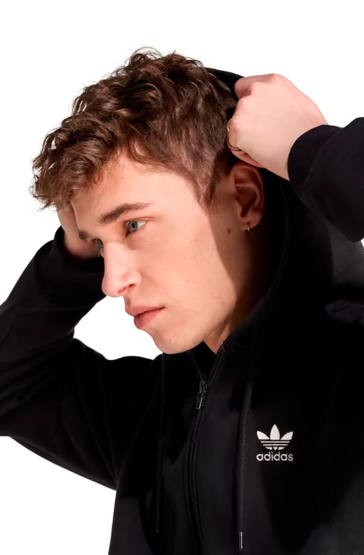 Blusa Moletom Adidas Capuz Ziper Trefoil Essentials Preto - NewSkull