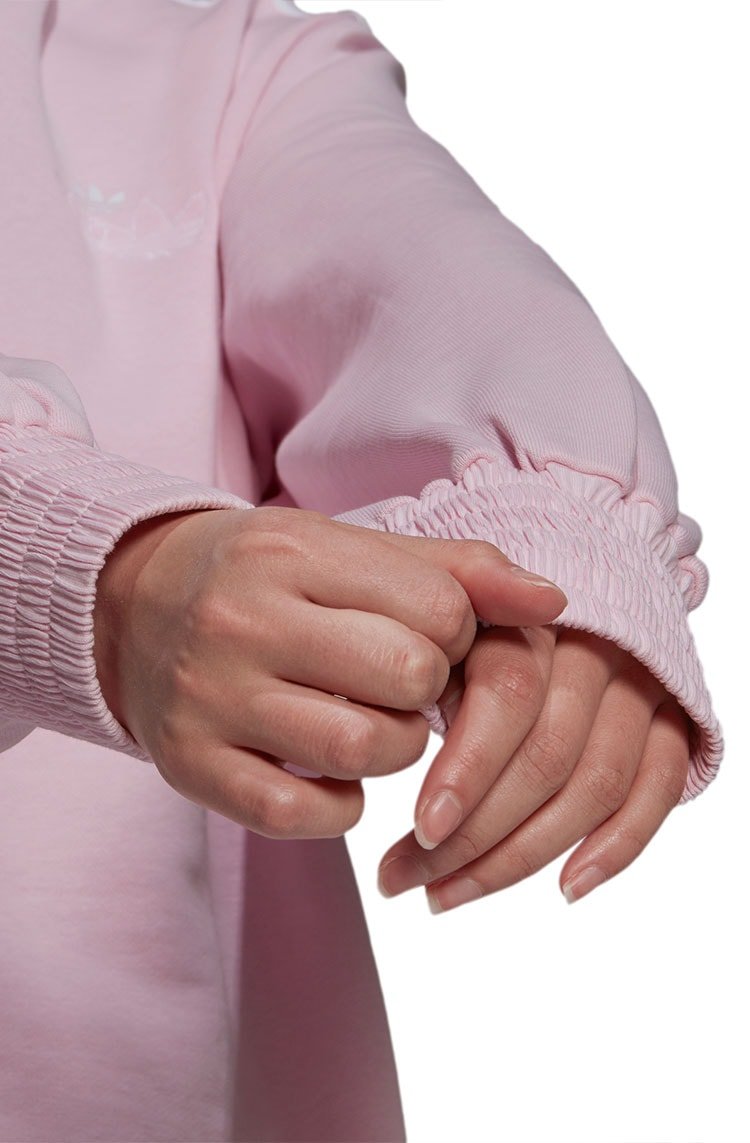 Blusa Moletom Adidas Smocked Cuff Capuz Feminino Rosa/Branco - NewSkull