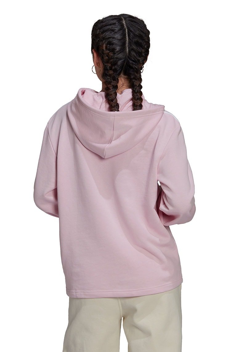 Blusa Moletom Adidas Smocked Cuff Capuz Feminino Rosa/Branco - NewSkull