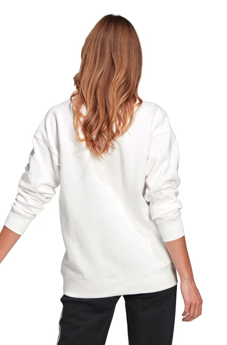 Blusa Moletom Adidas Trefoil Crew Feminino Branco/Preto - NewSkull