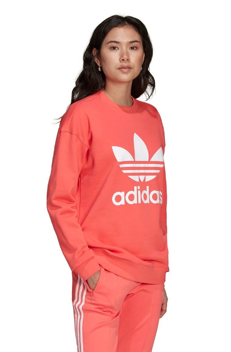 Blusa Moletom Adidas Trefoil Crew Salmão/Branco - NewSkull