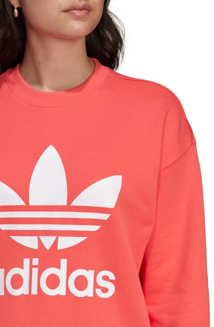Blusa Moletom Adidas Trefoil Crew Salmão/Branco - NewSkull