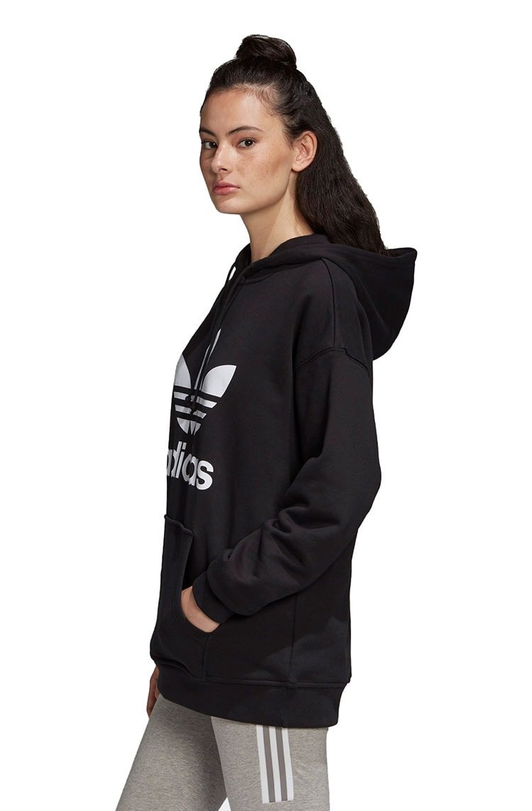 Blusa Moletom Adidas Trefol Capuz Feminino Preto/Branco - NewSkull